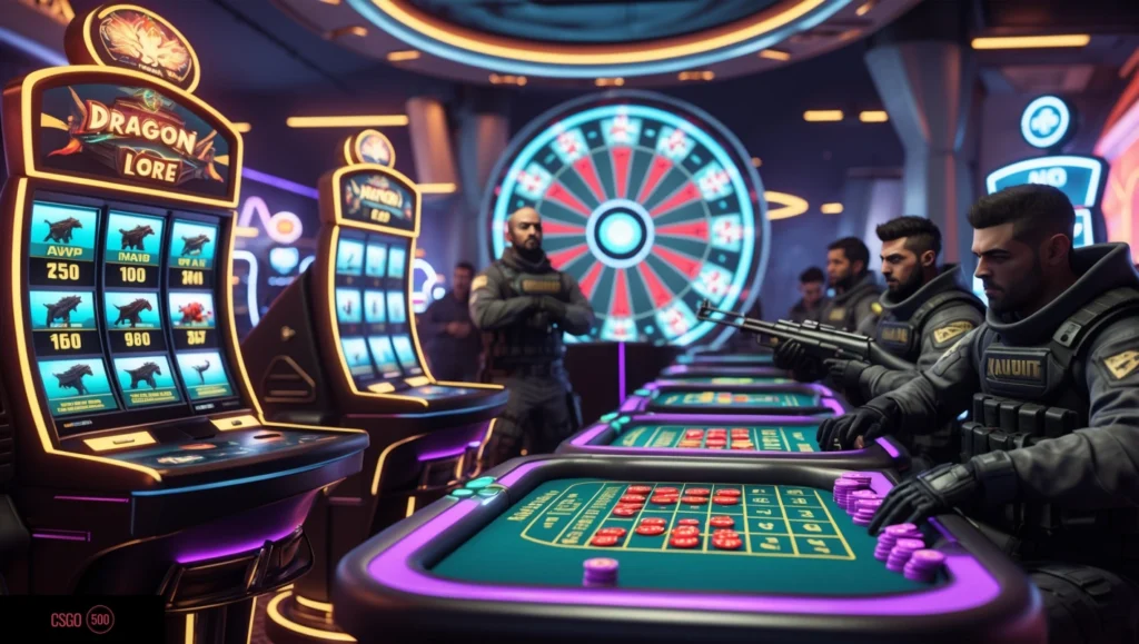 Código promocional CSGO500 2026 – imagem dinâmica com tema de dragão, texto em destaque 'Dragon Lore' e elementos vibrantes de jogos. Perfeita para destacar apostas CS:GO, apostas com skins e ofertas exclusivas de cassino em blogs e sites de jogos.