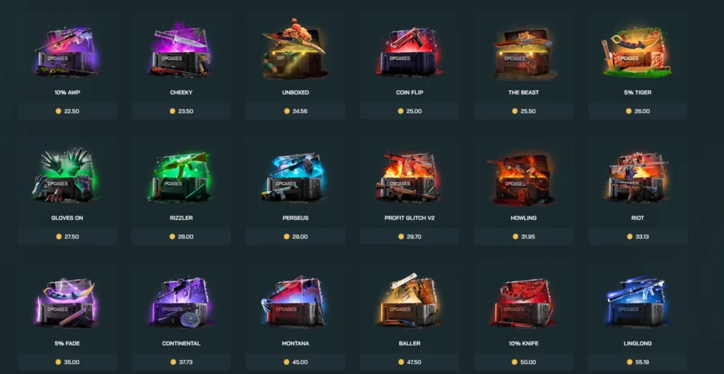 Seleção de Caixas OPCases CSGO – Abra Caixas Personalizadas com Skins Raras